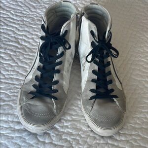 Golden Goose White and Black High-Top Sneakers